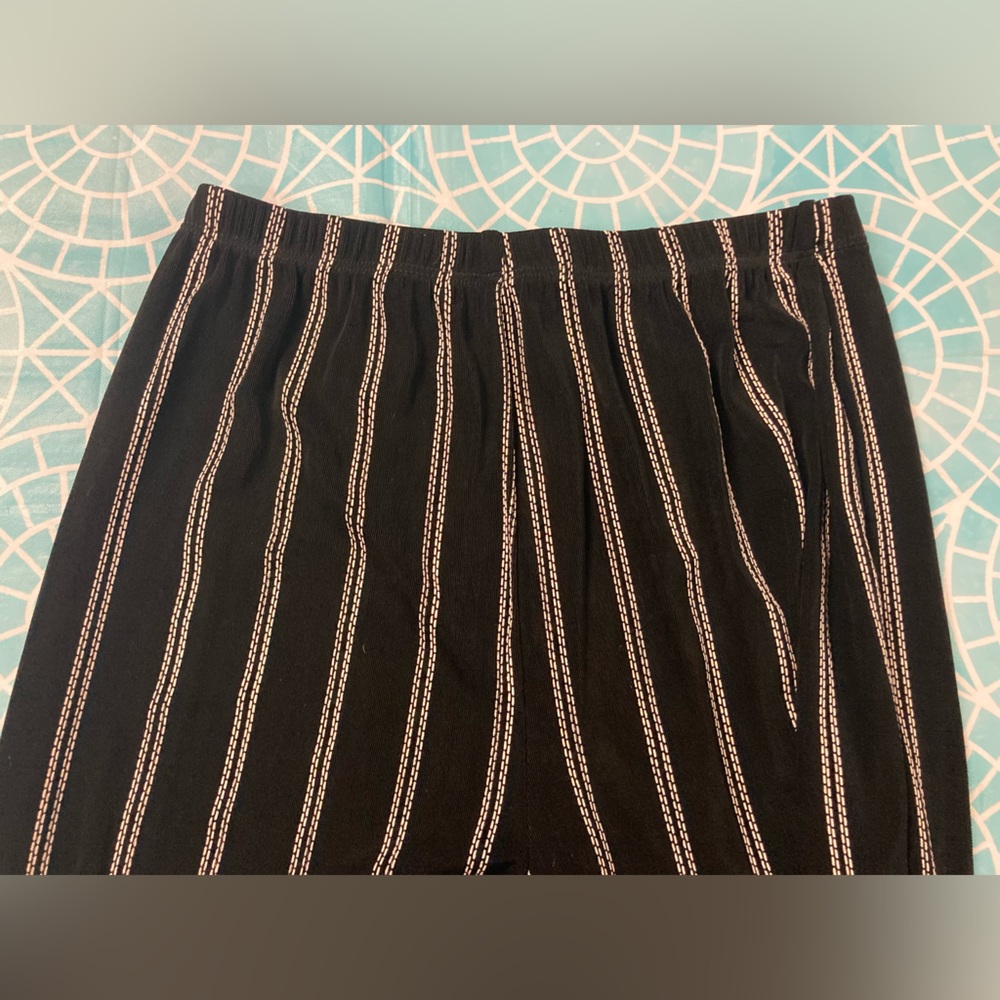 💛TODAY***$15***Vintage Citiknits elastic waist black&white striped palazzo pant - Picture 6 of 7